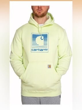 Carhartt Men’s Pale Yellow Logo loose Hoodie large tall men brand new